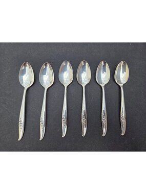 6 Oneida Nobility Plate Magic Moment Five O'Clock Teaspoons 5.5" Vintage 1958 De